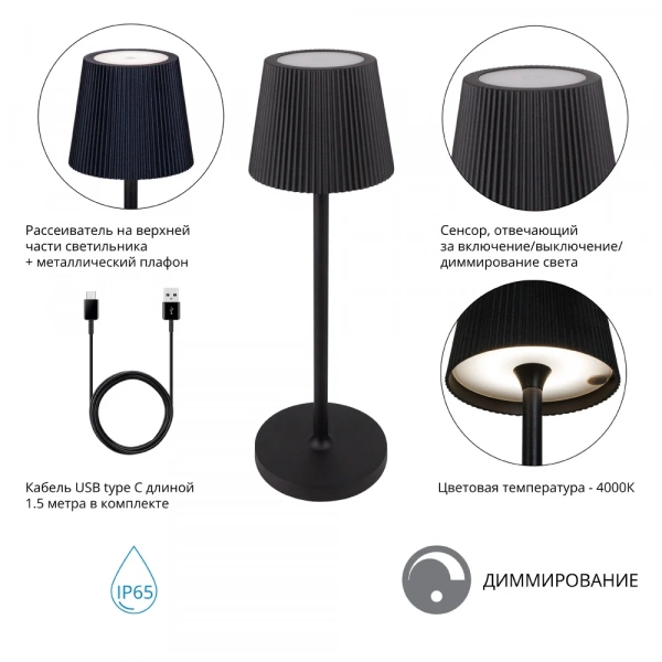 Уличный настольный светильник Arte Lamp FUYUE A1616LT-1BK