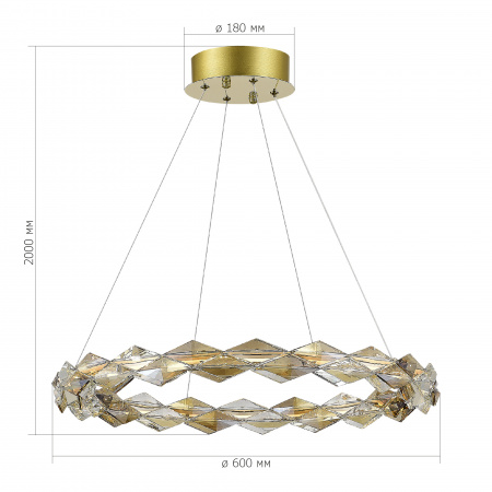 ST LUCE SL6009.203.01 Люстра подвесная ST-Luce Золотистый/Прозрачный,Янтарный LED 1*30W 3000K ДИАМАНТА