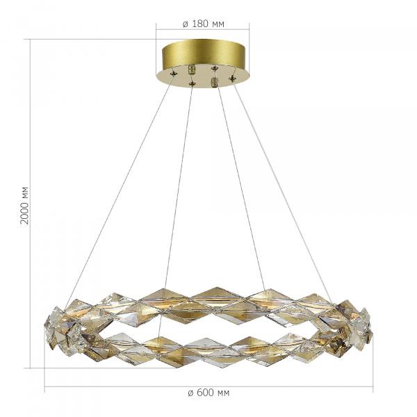 ST LUCE SL6009.203.01 Люстра подвесная ST-Luce Золотистый/Прозрачный,Янтарный LED 1*30W 3000K ДИАМАНТА
