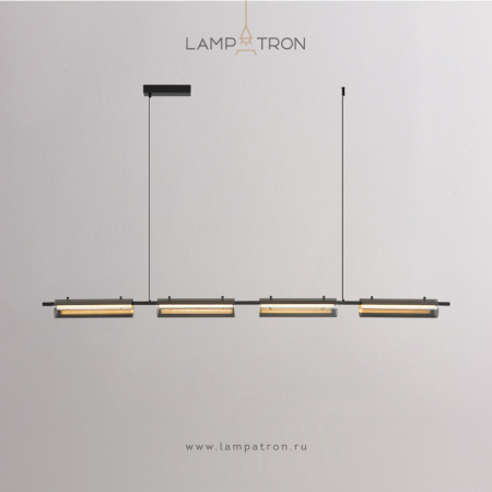 Реечный светильник Lampatron SIMER LONG, 4 плафона. Цвет черный + дымчатый