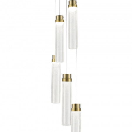 ST LUCE SL6236.303.05 Светильник подвесной ST-Luce Латунь/Прозрачный LED 5*12W 4000K ШАМПАНЬ