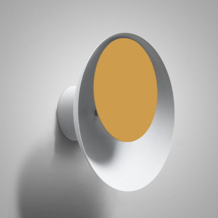 Настенный светильник Lampatron TWIRL, Размер S. Белый корпус, желтый диск.