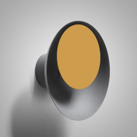 Настенный светильник Lampatron TWIRL, Размер S. Темно-серый корпус, желтый диск.
