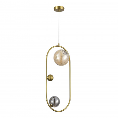 ST LUCE SL1515.303.02 Светильник подвесной ST-Luce Латунь/Янтарный,Дымчатый G9 2*5W 4000K СФЕРА
