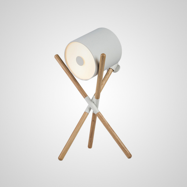 Настольная лампа Lampatron CATAPULT T. Белый плафон. Светлое дерево.