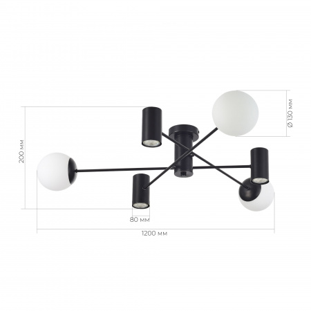 EVOLUCE SLE1105-402-06 Светильник потолочный Черный/Белый GU10+E27 3+3*5+60W РАЙТО