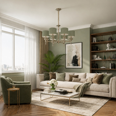 ST LUCE SL1121.103.08 Люстра подвесная ST-Luce Никель/Оливковый E14 8*40W ОЛЕО