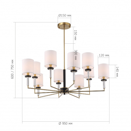 ST LUCE SL1404.303.10 Люстра подвесная ST-Luce Латунь/Прозрачный E14*10 40W ВЕРИТАС