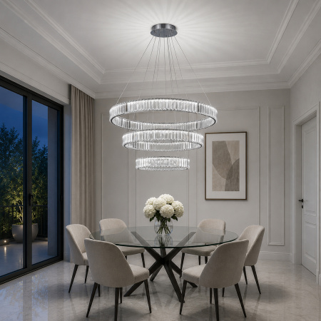 ST LUCE SL1622.103.03 Люстра подвесная ST-Luce Хром/Прозрачный LED 1*122W 4000K ТИВОЛИ