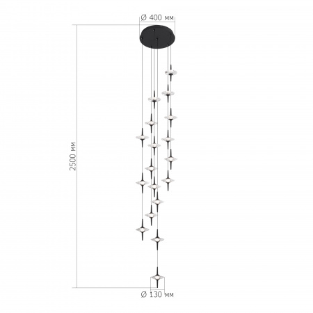 ST LUCE SL6231.403.18 Светильник подвесной ST-Luce Черный/Прозрачный LED 18*5W 4000K ЗЕНИТ