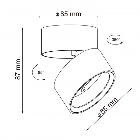 ST LUCE ST651.532.09 Светильник потолочный поворотный Белый LED 1*9W 3000K 720Lm Ra>90 120° IP20 D85xH87 170 Накладные светильники