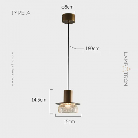 Подвесной светильник Lampatron CRISPIN, Модель A. Прозрачное стекло