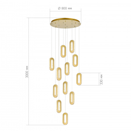 ST LUCE SL6506.203.12 Светильник подвесной ST-Luce Золотистый/Золотистый, Прозрачный LED 12*9W 3000K ЛУНГО