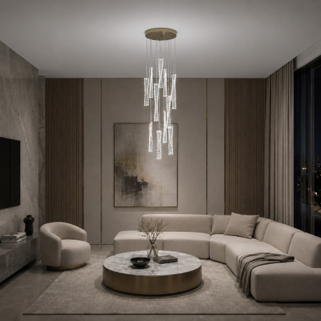 ST LUCE SL6205.303.09 Светильник подвесной ST-Luce Латунь/Прозрачный LED 1*99W 4000K ЭЛИКА