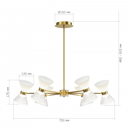 ST LUCE SL2004.303.12 Светильник подвесной ST-Luce латунь/прозрачный, белый, латунь G9 LED 12*5W СПИРИТ