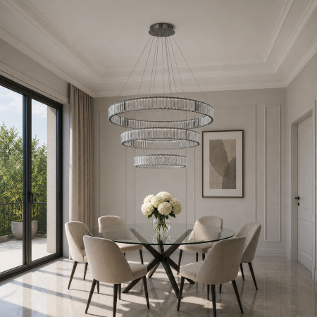 ST LUCE SL1622.103.03 Люстра подвесная ST-Luce Хром/Прозрачный LED 1*122W 4000K ТИВОЛИ