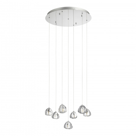 ST LUCE SL6017.101.07 Светильник подвесной ST-Luce Хром/Прозрачный с пузырьками воздуха LED 7*3W 3000K АКВА