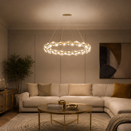 ST LUCE SL6009.203.01 Люстра подвесная ST-Luce Золотистый/Прозрачный,Янтарный LED 1*30W 3000K ДИАМАНТА