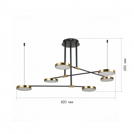 ST LUCE SL1605.403.06 Светильник подвесной ST-Luce Черный/Латунь, Белый LED 6*7,5W 3000K ФАРОНЕ