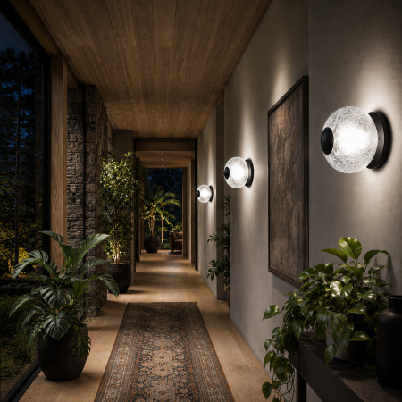ST LUCE SL6120.401.01 Светильник настенный ST-Luce Черный/Прозрачное кракелированное стекло LED 1*8,5W 3000K ПИК