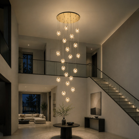 ST LUCE SL1175.303.18 Светильник подвесной ST-Luce Латунь/Янтарный E14 18*40W ПОРТИЧИ