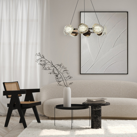 ST LUCE SL6018.203.48 Светильник подвесной ST-Luce черный/ золотистый / прозрачный LED 1*48W 4000K МИСТЕРИ