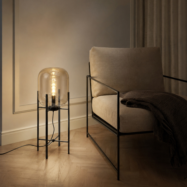 ST LUCE SL1050.515.01 Торшер ST-Luce Черный/Коньячный E27 1*40W (из 2-х коробок) БУРАСКА