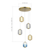 ST LUCE SL1193.303.05 Светильник подвесной ST-Luce Латунь/Янтарный,Дымчатый,Голубой LED 5*10W 3000K САММЕР