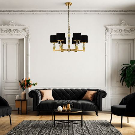 ST LUCE SL1759.303.06 Люстра подвесная ST-Luce Латунь/Черный E14 6*40W ЛИНГОТТИ