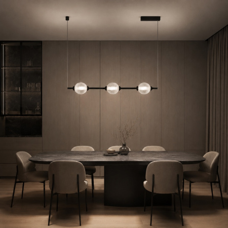 ST LUCE SL6120.403.03 Светильник подвесной ST-Luce Черный/Прозрачное кракелированное стекло LED 3*8,5W 3000K ПИК