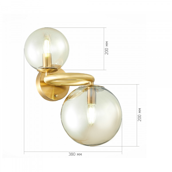 ST LUCE SL1162.301.02 Светильник настенный ST-Luce Латунь/Коньячный E14 2*40W ГОРИЦИЯ