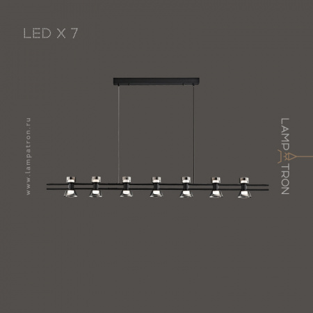 Реечный светильник Lampatron BLASIUS LONG, 7 ламп. Цвет Черный