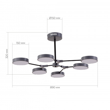 EVOLUCE SLE6003-702-06 Светильник потолочный Серый, Черный/Серый LED 6*10W МОНТАНА
