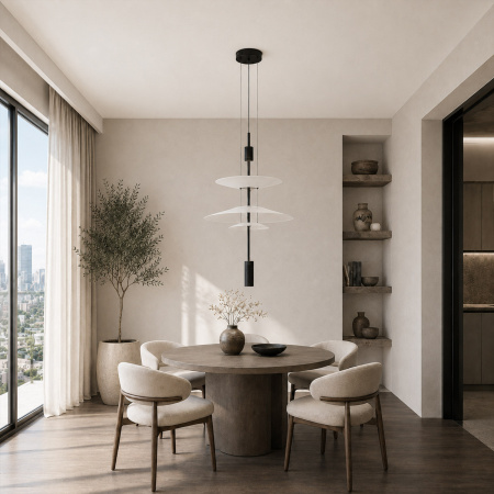 ST LUCE SL6101.413.01 Люстра подвесная ST-Luce Черный/Белый LED 1*15W 3000K ИСОЛА
