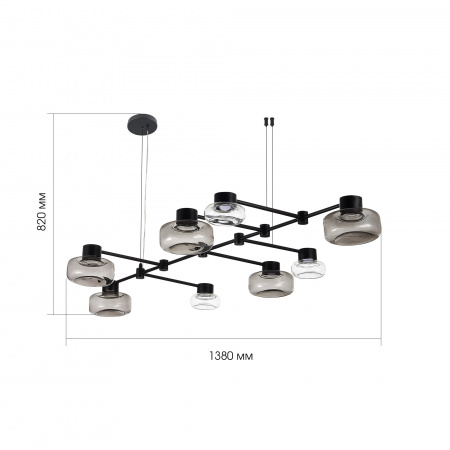 ST LUCE SL6005.403.08 Светильник подвесной ST-Luce Черный/Дымчатый, Прозрачный LED 8*3W 3000K ВАЛЛО