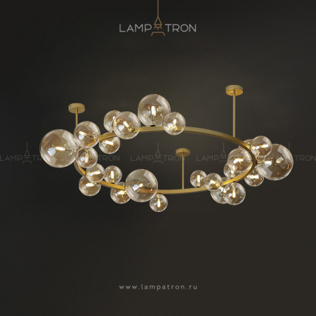 Потолочная люстра Lampatron IONA C WIDE, Размер L. Цвет каркаса золото. Цвет плафонов коньяк.