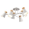 EVOLUCE SLE1252-502-06 Светильник потолочный Белый, Золотистый/Белый, Дерево E27 6*60W АЛЬФЕО