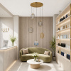ST LUCE SL1193.303.05 Светильник подвесной ST-Luce Латунь/Янтарный,Дымчатый,Голубой LED 5*10W 3000K САММЕР