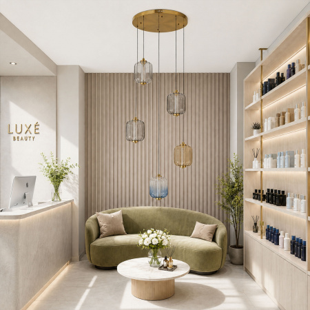 ST LUCE SL1193.303.05 Светильник подвесной ST-Luce Латунь/Янтарный,Дымчатый,Голубой LED 5*10W 3000K САММЕР