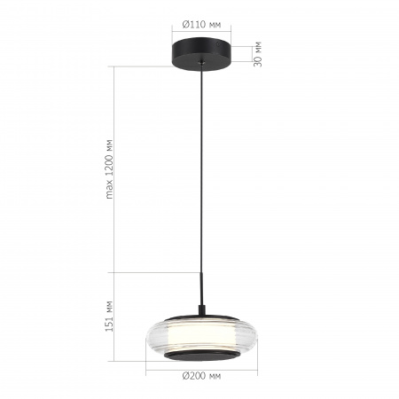 ST LUCE SL6239.403.01 Светильник подвесной ST-Luce черный/прозрачный LED 1*7W 3000K ФРИТЕЛЛА