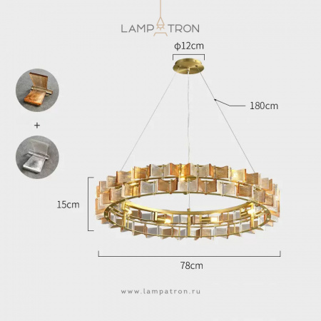 Кольцевая люстра Lampatron DEXTER, 9 ламп. Цвет Янтарь + Прозрачный