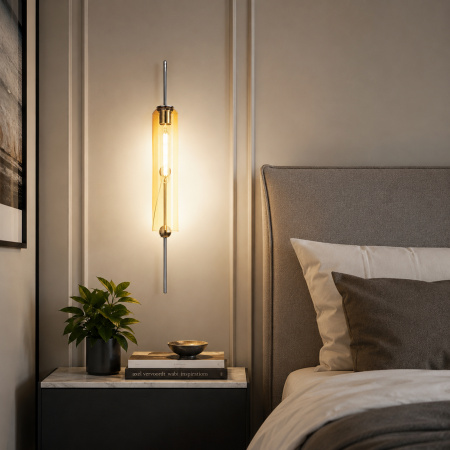 ST LUCE SL1145.191.01 Светильник настенный ST-Luce Хром/Янтарный E27 1*60W КАЛЛАНА