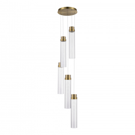 ST LUCE SL6236.303.05 Светильник подвесной ST-Luce Латунь/Прозрачный LED 5*12W 4000K ШАМПАНЬ