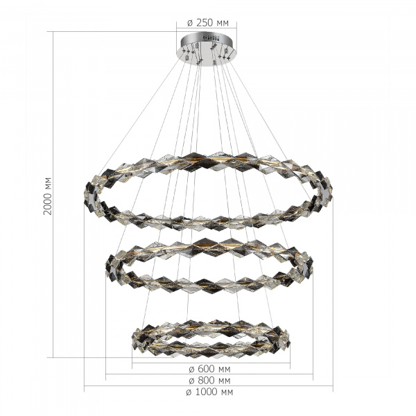 ST LUCE SL6009.103.03 Люстра подвесная ST-Luce Хром/Прозрачно-Дымчатый LED 1*100W 3000K ДИАМАНТА