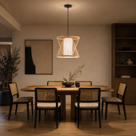 ST LUCE SL6241.503.01 Светильник подвесной ST-Luce Древесный/Белый E27 1*40W АЛЬМА