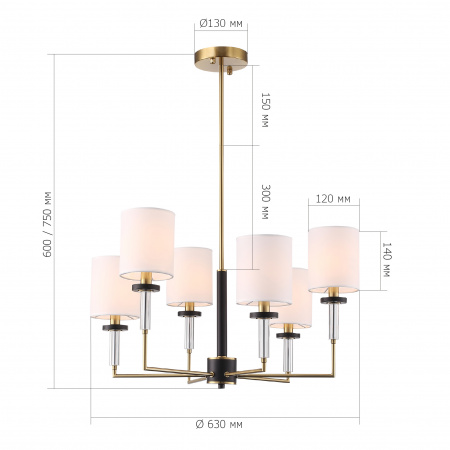 ST LUCE SL1404.303.06 Люстра подвесная ST-Luce Латунь/Прозрачный E14*6 40W ВЕРИТАС