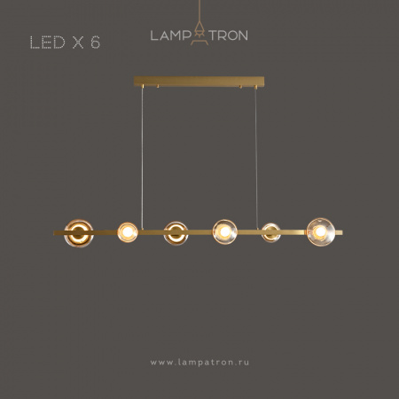 Реечный светильник Lampatron BOOSTER LONG, 6 ламп. Цвет Латунь