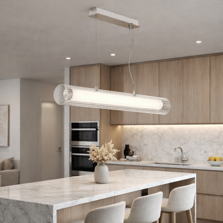ST LUCE SL2010.103.01 Светильник подвесной ST-Luce Никель/Белый, Прозрачный LED 1*33W 3000K/4000K ЭНФИС