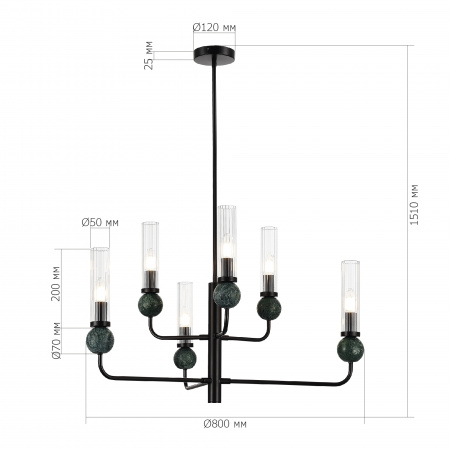 ST LUCE SL1244.403.06 Светильник подвесной ST-Luce черный/прозрачный E14 6*40W МЕДЕА