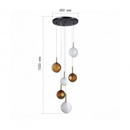 ST LUCE SL1183.543.06 Светильник подвесной ST-Luce Латунь/Черный, Белый G4 6*5W ФОЛИНЬО
